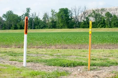Utility Warnings Corn Field Stock-Fotos