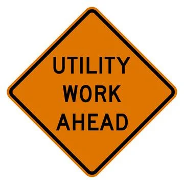 Utility work ahead sign, CW21-7, US road sign Stock Illustration