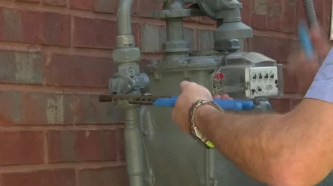 Utility worker gas meter 05 库存影片 45170905