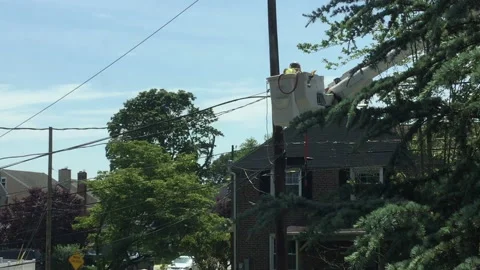Utility Worker Repairing Line Stock Footage 131991520
