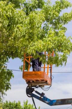 Utility worker replacing cables 2 Stock Photos
