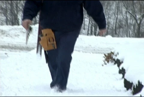 Utility Worker in Snow 092 Stock Footage 488283