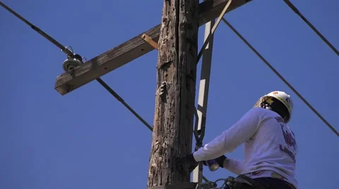 Utility workers, Electrical Power Co. Video stock 50661168