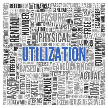 Utilization concept in word tag cloud design Stock Illustration