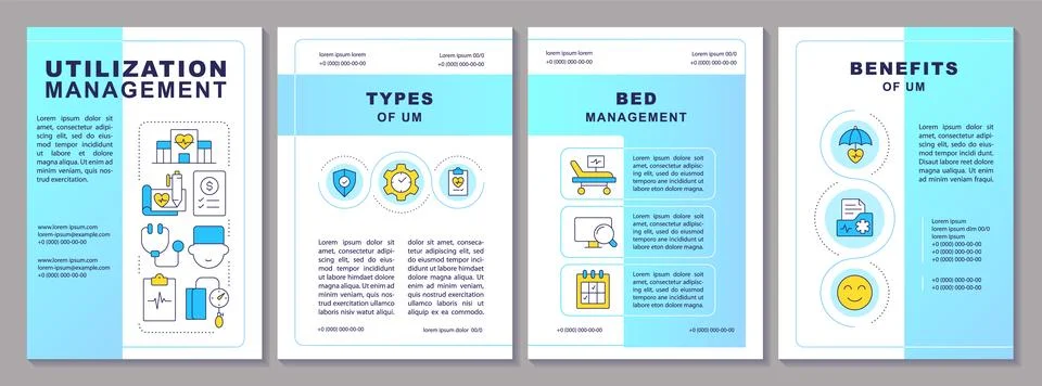 Utilization management blue brochure template Illustrazione stock