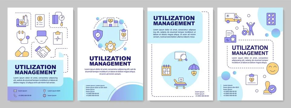 Utilization management blue circle brochure template Stock Illustration