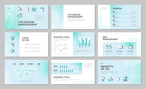 Utilization management presentation template set Stock Illustration