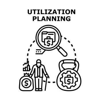 Utilization planning optimizing resources and future investments Illustration