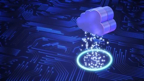 Utilizing cloud computing, move databases to the cloud イラスト素材