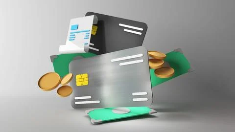 Utilizing credit cards to make purchases of products and services Different.. Stock Illustration