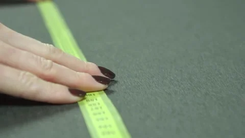 Utilizing a Measuring Tape to Accurately Assess Distances on a Smooth Surface Stock Footage 310248772