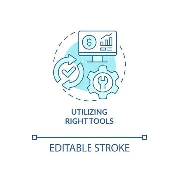 Utilizing right tools turquoise concept icon Illustrazione stock