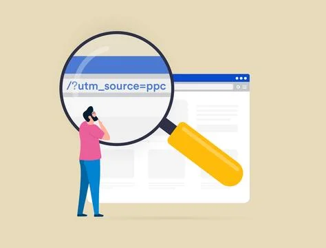 UTM tracking code. Urchin Tracking Module Link tagging, digital marketing Illustrazione stock