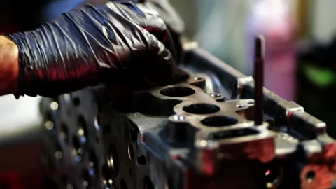 Uto Mechanic Cleaning Engine Head Close-Up Stock Footage 318056293