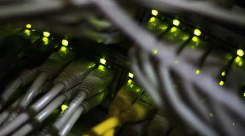 UTP cables on working LAN computer 库存影片 25456857