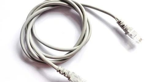 UTP Cat6 LAN internet network cable fiber optic and Ethernet port data link Stock Footage 304439861