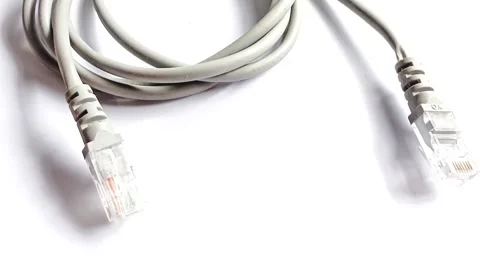 UTP Cat6 LAN internet network cable fiber optic and Ethernet port data link Stock Footage 304440235
