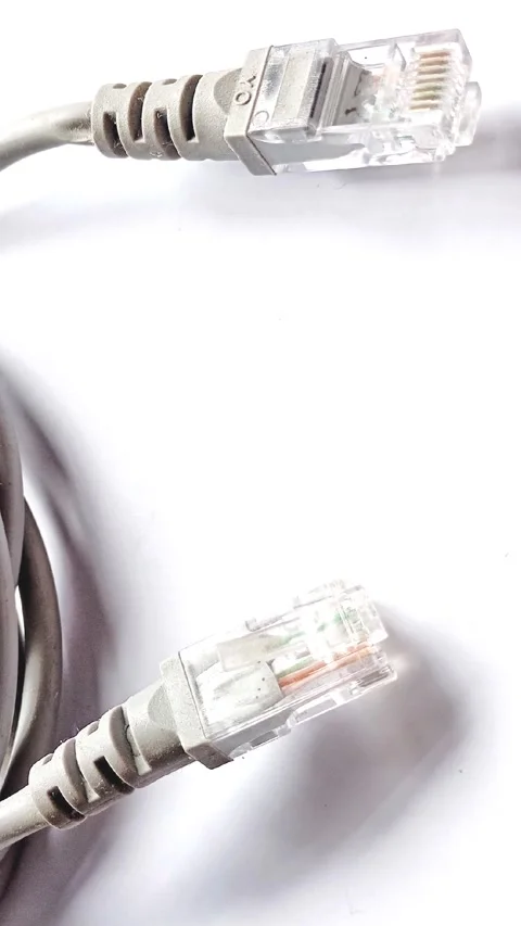 UTP Cat6 LAN internet network cable fiber optic and Ethernet port data link Stock Footage 304440239