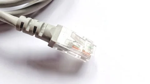 UTP Cat6 LAN internet network cable fiber optic and Ethernet port data link Stock Footage 304440243