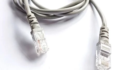 UTP Cat6 LAN internet network cable fiber optic and Ethernet port data link Stock Footage 304440486