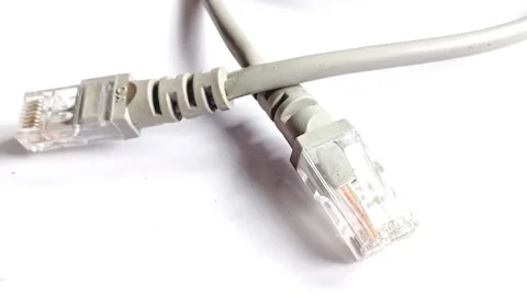 UTP Cat6 LAN internet network cable fiber optic and Ethernet port data link Stock Footage 304441212