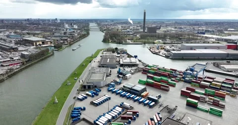 Utrecht, 3rd of april 2022, The Netherlands. Container terminal Utrecht and 스톡 동영상 196397853
