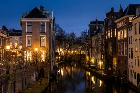 Utrecht at Night Lichte Gaard Stock Photos