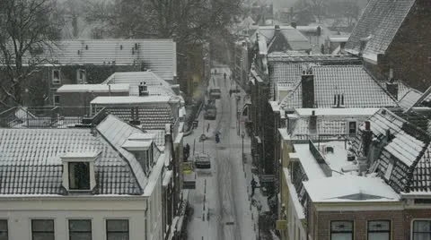 Utrecht in snow storm 스톡 동영상 21218902