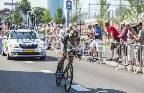 Utrecht,Netherlands - 04 July 2015: The Cyclist Steve Cummings - Tour de France Stock Photos