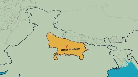 Uttar Pradesh Map Animation Locator Zoom 4K Motion Graphic Stock Footage 341009484