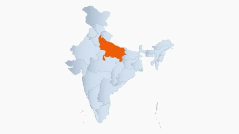 Uttar Pradesh Map Stock Video Footage | Royalty Free Uttar Pradesh Map ...