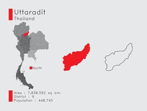 Uttaradit Position in Thailand Stock Illustration
