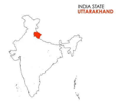 Uttarakhand map of Indian state. Uttarakhand map vector illustration. White.. Stock Illustration