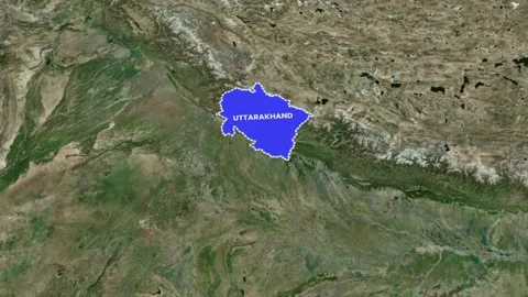 Uttarakhand State India Map Animation, Zoom in Effect 4K Stock Footage 330726320