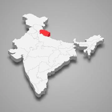 Uttarakhand state location within India 3d map Stock Illustration