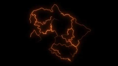 Uttarakhand State Neon Map Glowing Outline India Animation 4K Stock Footage 330998647