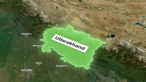 Uttarakhand state zoomed on the map of India. Stock Footage 276954521