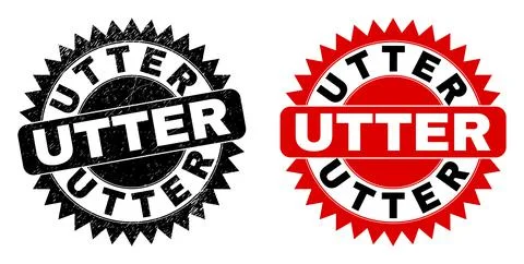 UTTER Black Rosette Stamp Seal with Rubber Texture 스톡 일러스트