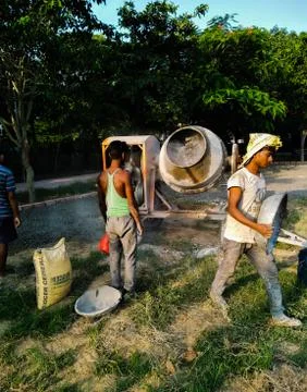 Utter pardesh , india - construction worker doing work , A picture of constru Stock Photos