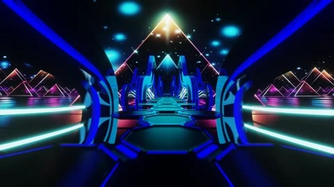 Uturistic neon bridge with glowing lines and vibrant colors, endless loop Stock Footage 274563976