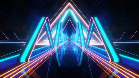 Uturistic neon bridge with glowing lines and vibrant colors, endless loop Stock Footage 278689481