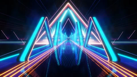 Uturistic neon bridge with glowing lines and vibrant colors, endless loop Stock Footage 278689593
