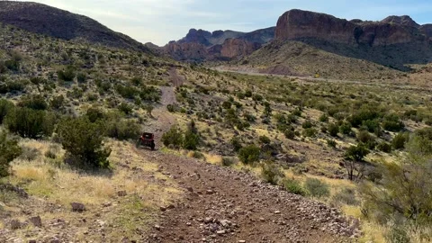UTV Adventure Through Rugged Desert Terrain in Golden Valley, Arizona Stock Footage 313914887