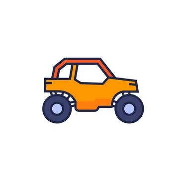 UTV, buggy car icon with outline Stock Illustration