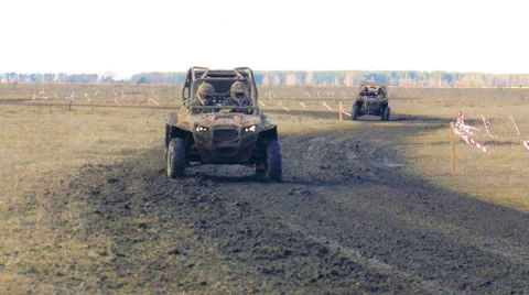 Utv car racing. Mud track. Stock Footage 60263488