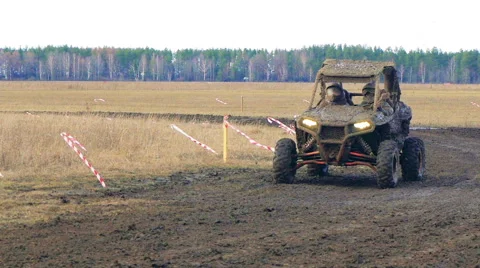 Utv car racing. Mud track. Stock Footage 60263976