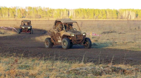 Utv car racing. Mud track. Stock Footage 60263995