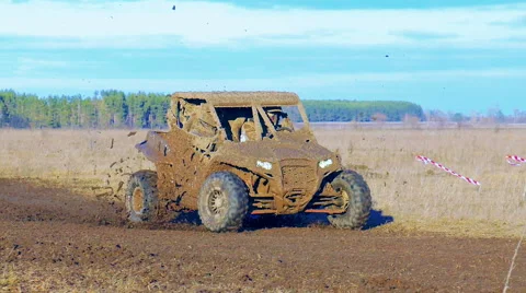 Utv car racing. Mud track. Stock Footage 60264015