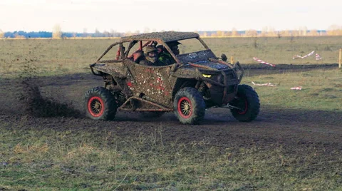 Utv car racing. Mud track. Stock Footage 60264036