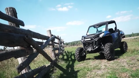 UTV on ranch. UTV on fam. American ranch Stock Footage 162457171
